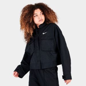 Nike Women's Sportswear Essential Woven Jacket Black / White sold by JD Sports