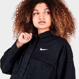 Nike Women's Sportswear Essential Woven Jacket Black / White sold by JD Sports