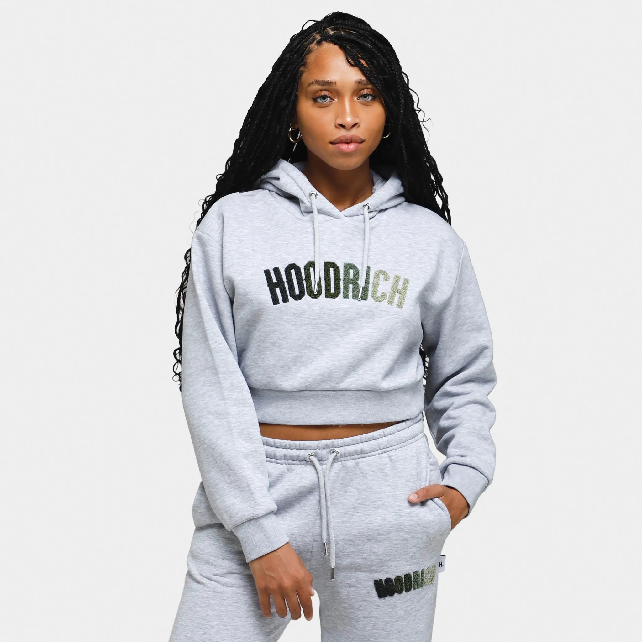 Hoodrich Women's OG Kraze Cropped Pullover Hoodie Grey / Green Ombre sold by JD Sports