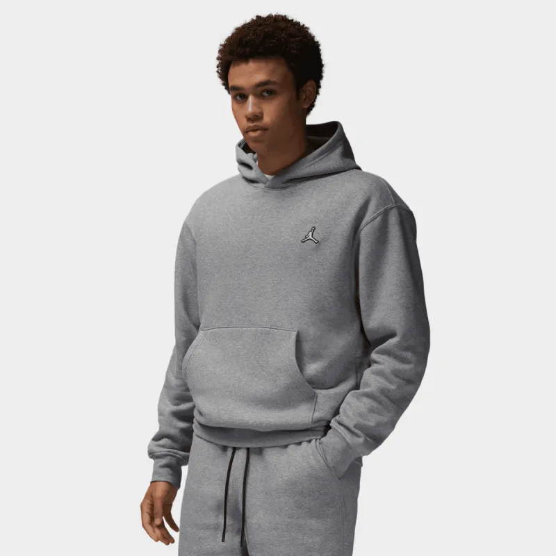 Jordan Essential Fleece Pullover Hoodie Carbon Heather / White sold by JD Sports