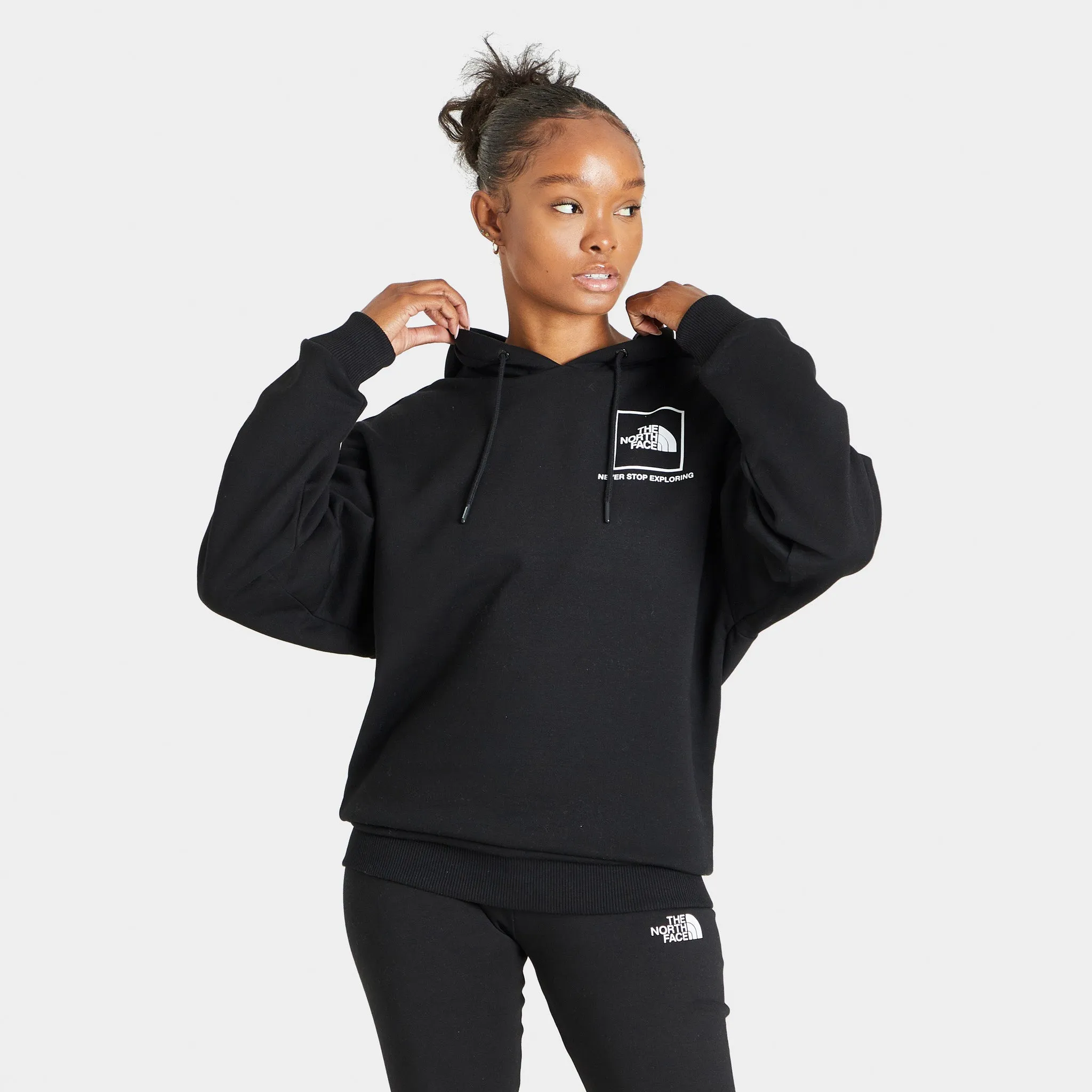 The North Face Women's Back New Fine Box Relaxed Pullover Hoodie Black / Blush sold by JD Sports