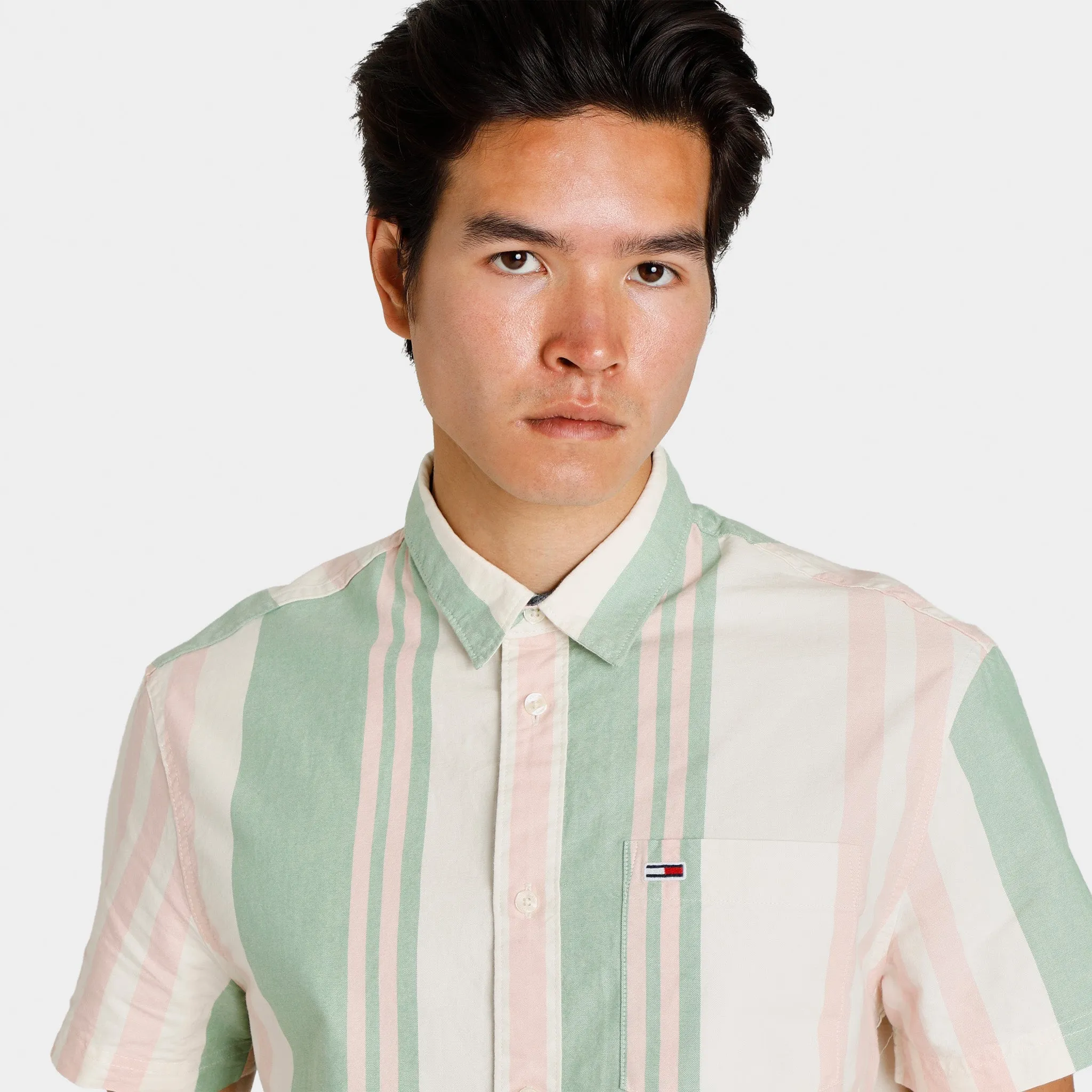 Tommy Jeans Mixed Stripe Classic Shirt / Coastal Green Multi Stripe sold by JD Sports product image thumbnail 3