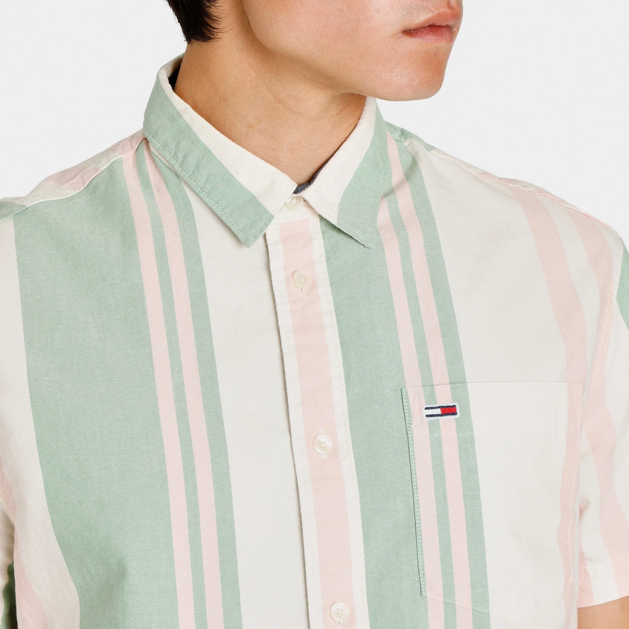 Tommy Jeans Mixed Stripe Classic Shirt / Coastal Green Multi Stripe sold by JD Sports product image thumbnail 4