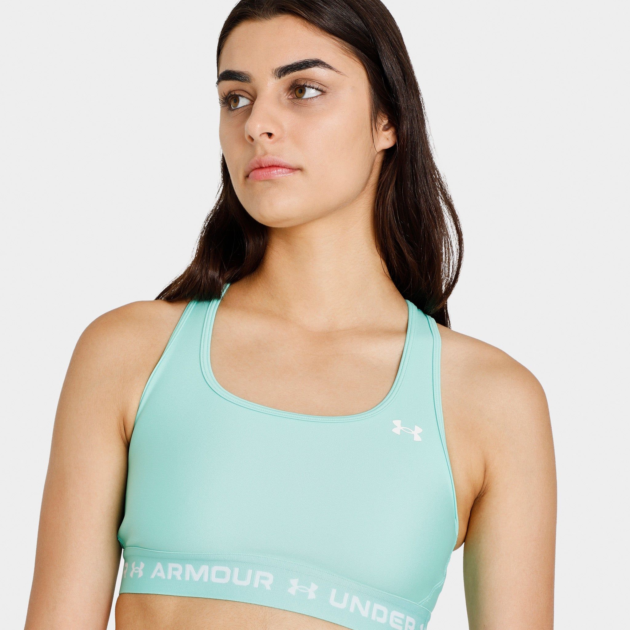 Under Armour Women's HeatGear� Logo Band Sports Bra Green Breeze / White sold by JD Sports product image thumbnail 3