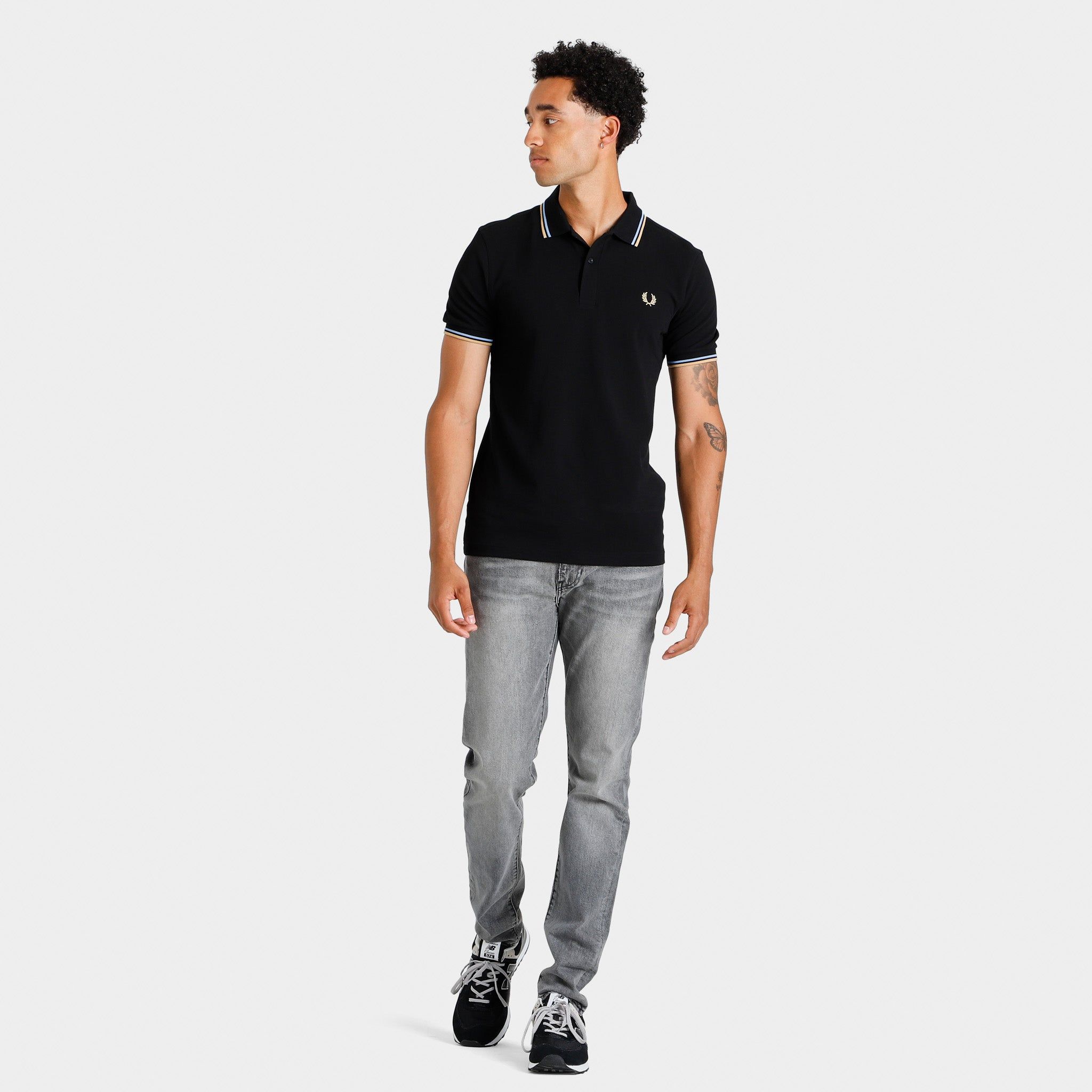 Fred Perry Twin Tipped Polo T-shirt Sky / Black - Black sold by JD Sports product image thumbnail 5