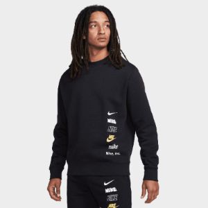 Nike Club Fleece Mini Logo Crewneck / Black sold by JD Sports