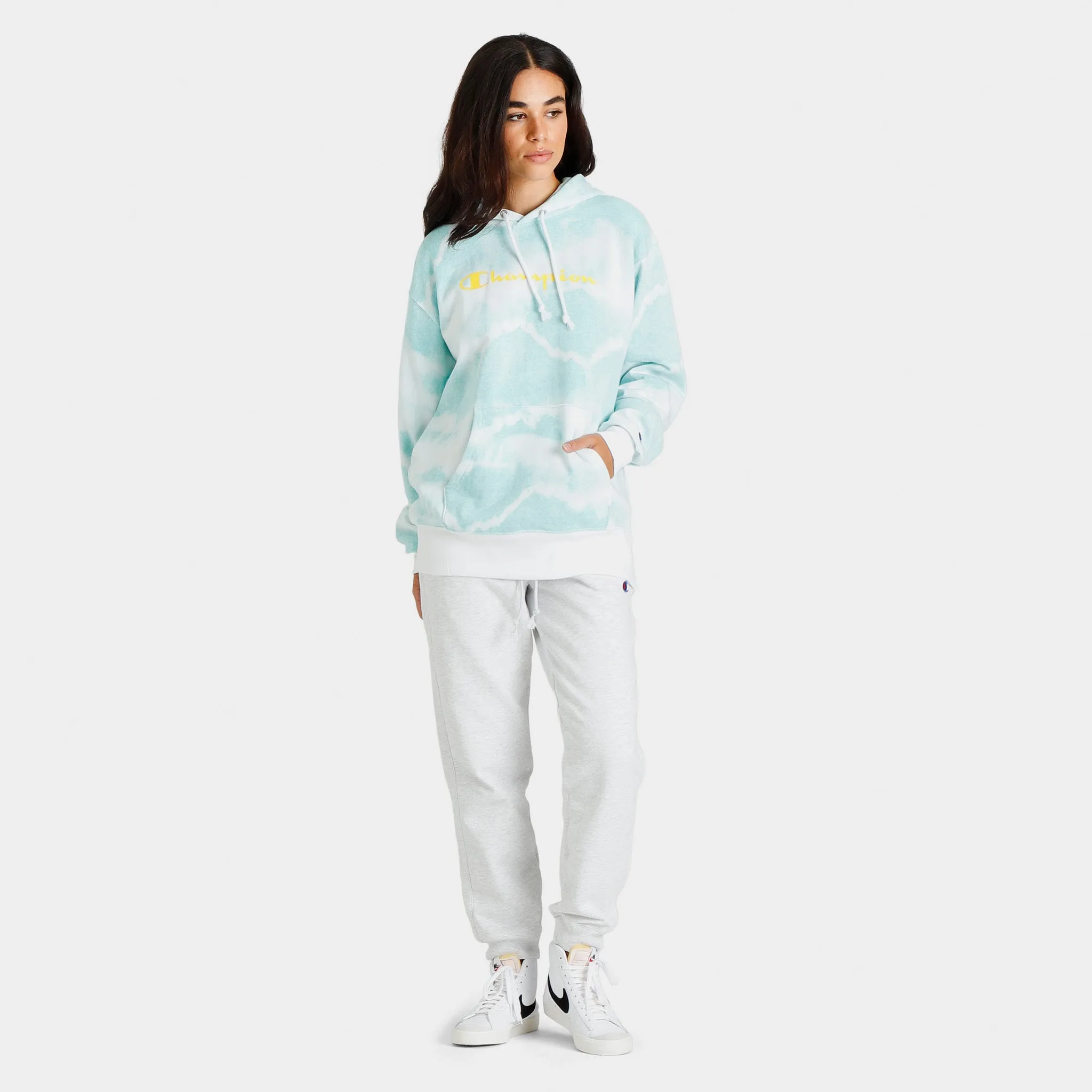 Champion Women’s Reverse Tie-Dye Fleece Pullover Hoodie Tie Dye Overflow White / Aquarrell sold by JD Sports product image thumbnail 5