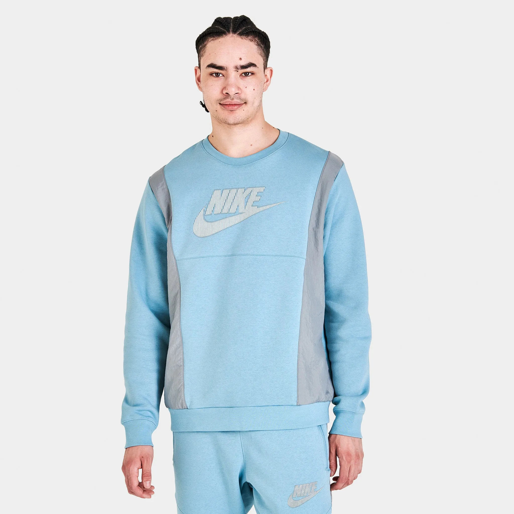 Nike Sportswear Hybrid Fleece Crewneck Sweater / Worn Blue sold by JD Sports