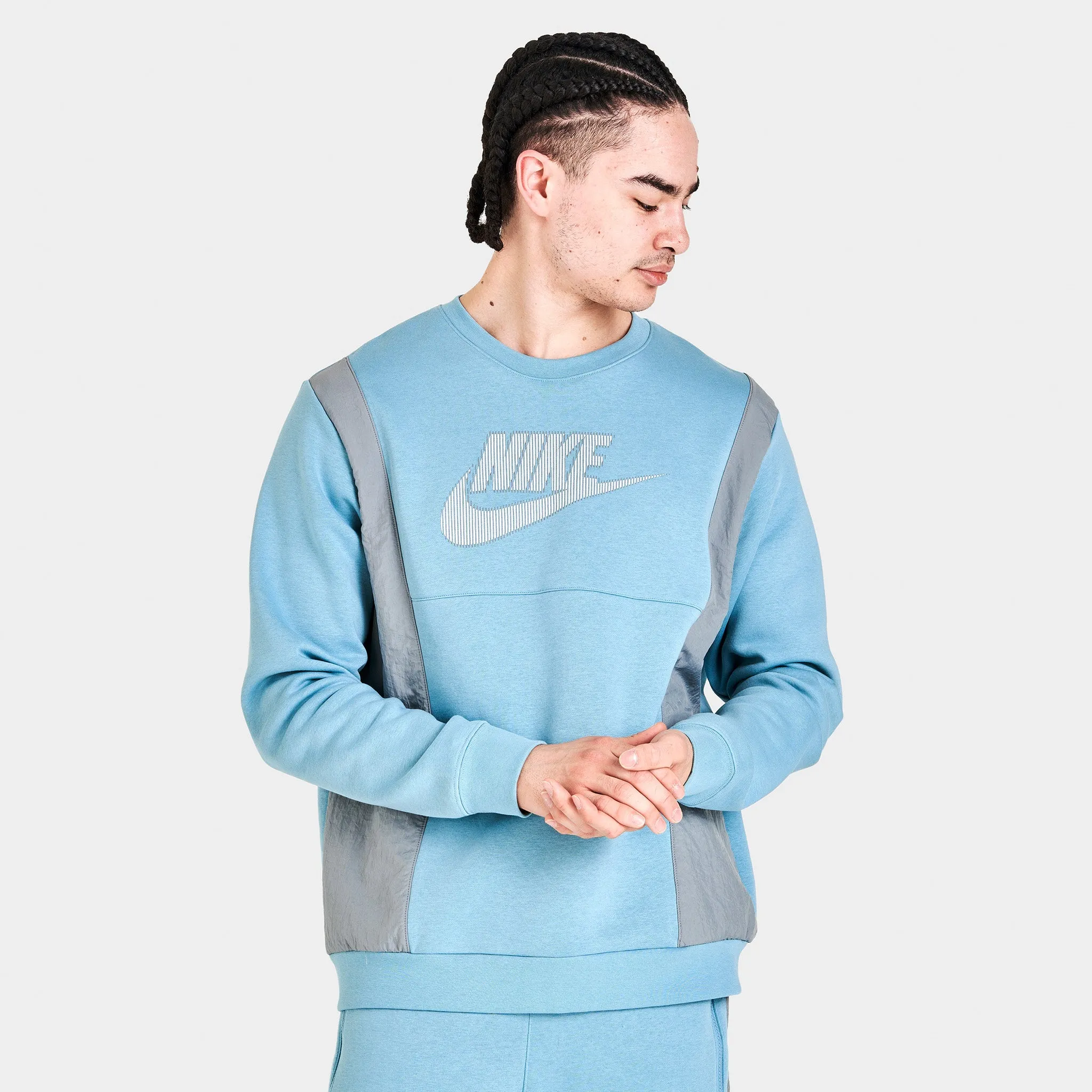Nike Sportswear Hybrid Fleece Crewneck Sweater / Worn Blue sold by JD Sports product image thumbnail 5
