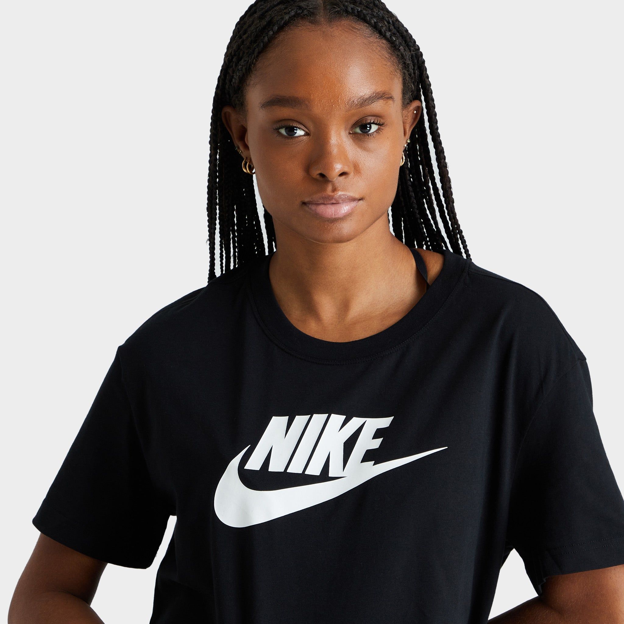 Nike Sportswear Women's Essential Cropped T-shirt Black / White sold by JD Sports product image thumbnail 4
