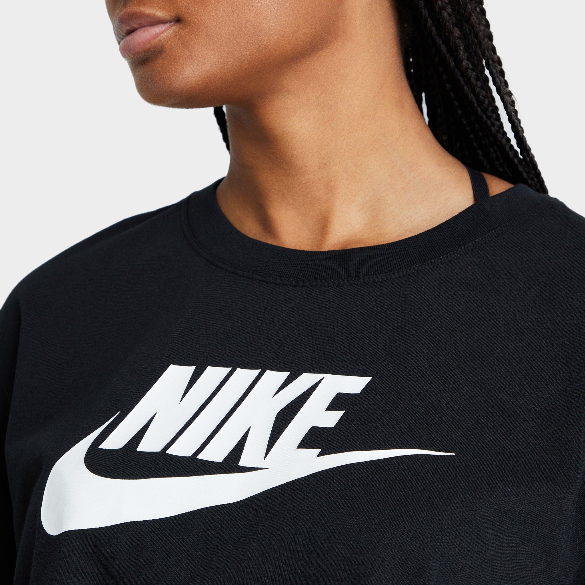 Nike Sportswear Women's Essential Cropped T-shirt Black / White sold by JD Sports product image thumbnail 3