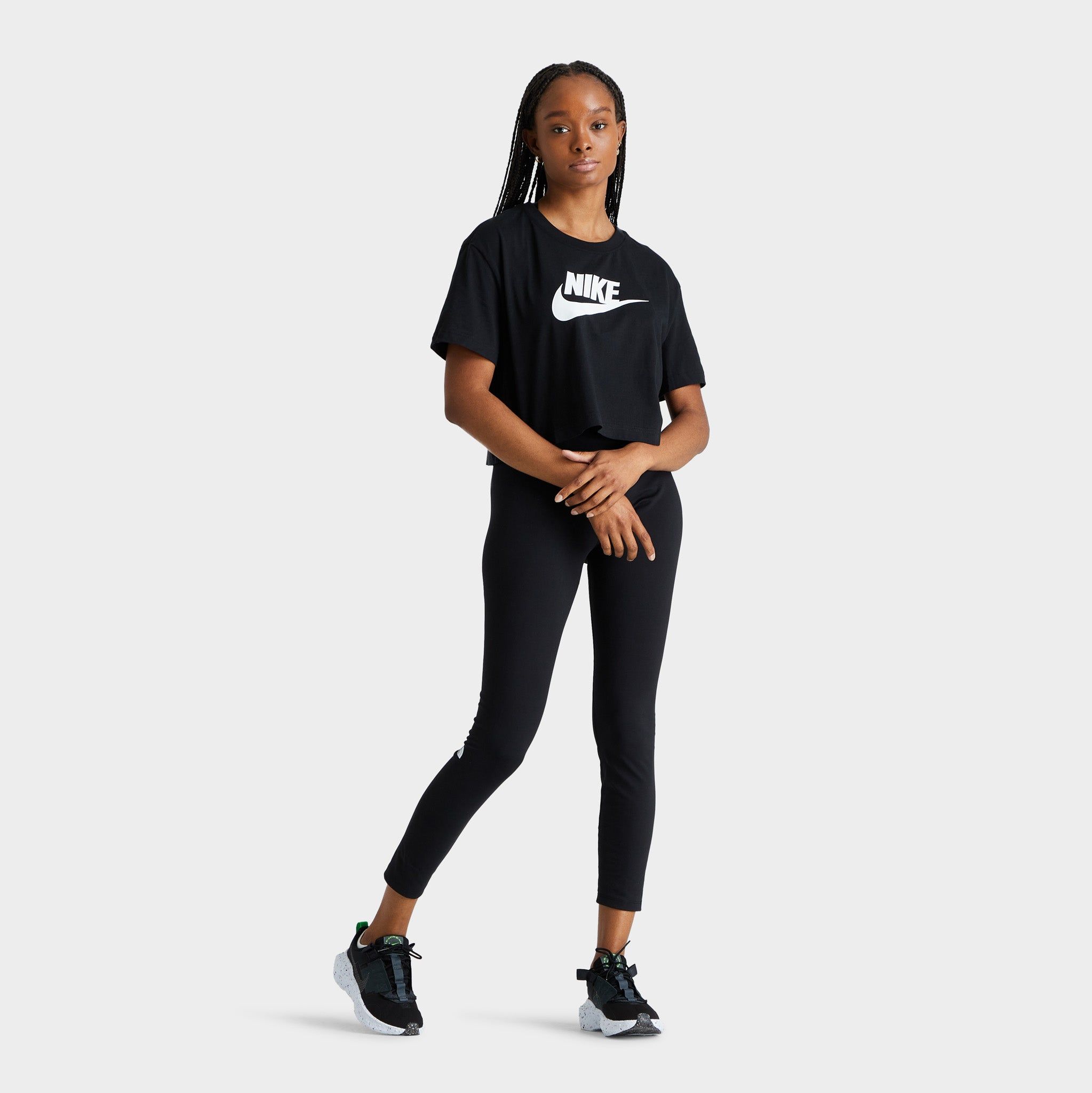 Nike Sportswear Women's Essential Cropped T-shirt Black / White sold by JD Sports product image thumbnail 5