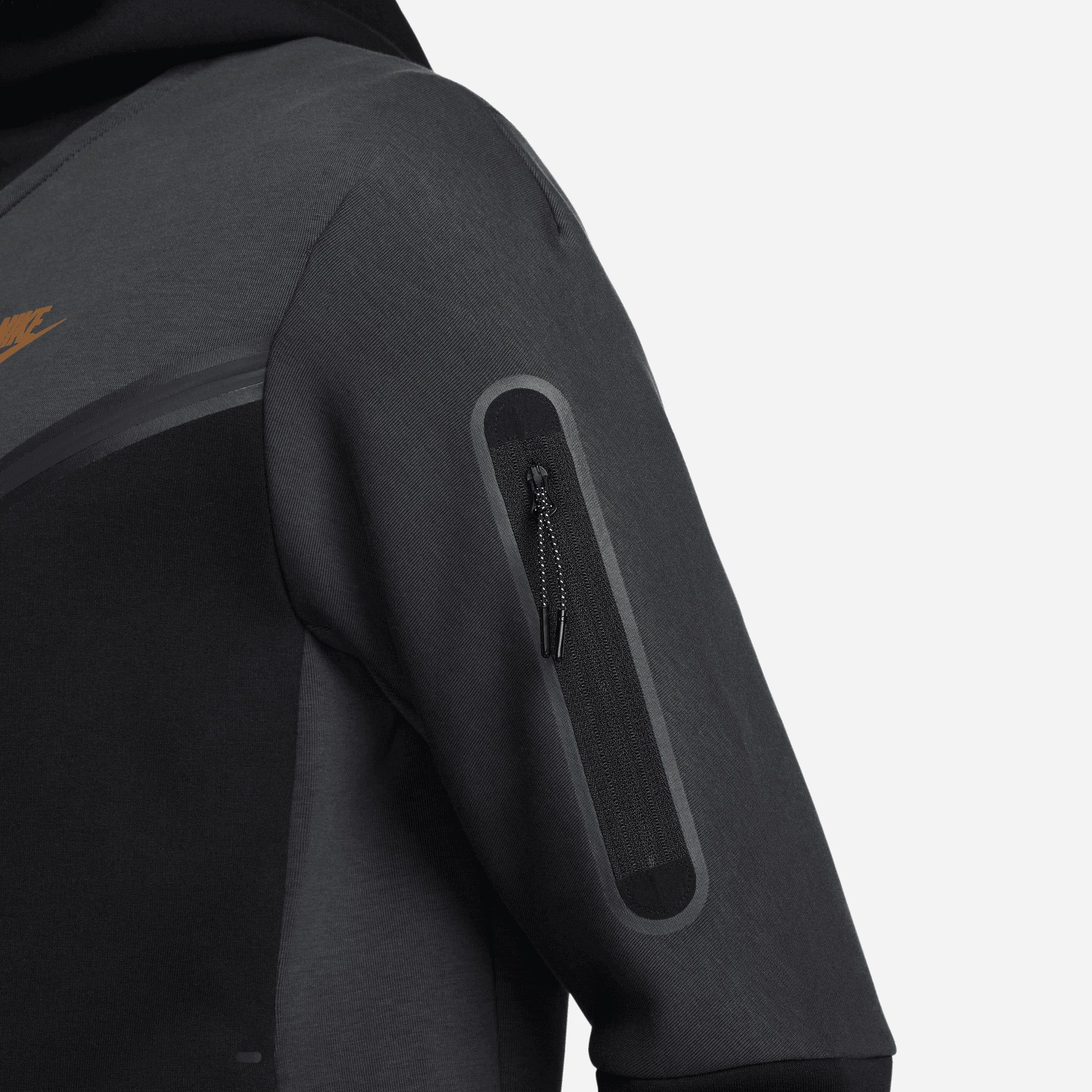 Nike Sportswear Tech Fleece Taped Full Zip Hoodie Dark Smoke Grey / Black - Metallic Gold sold by JD Sports product image thumbnail 4