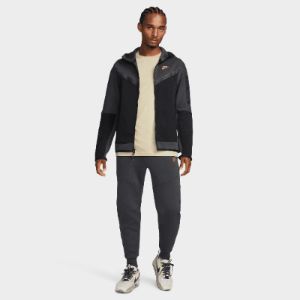 Nike Sportswear Tech Fleece Full Zip Hoodie Dark Smoke Grey / Black - Metallic Gold sold by JD Sports