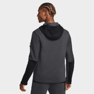 Nike Sportswear Tech Fleece Full Zip Hoodie Dark Smoke Grey / Black - Metallic Gold sold by JD Sports