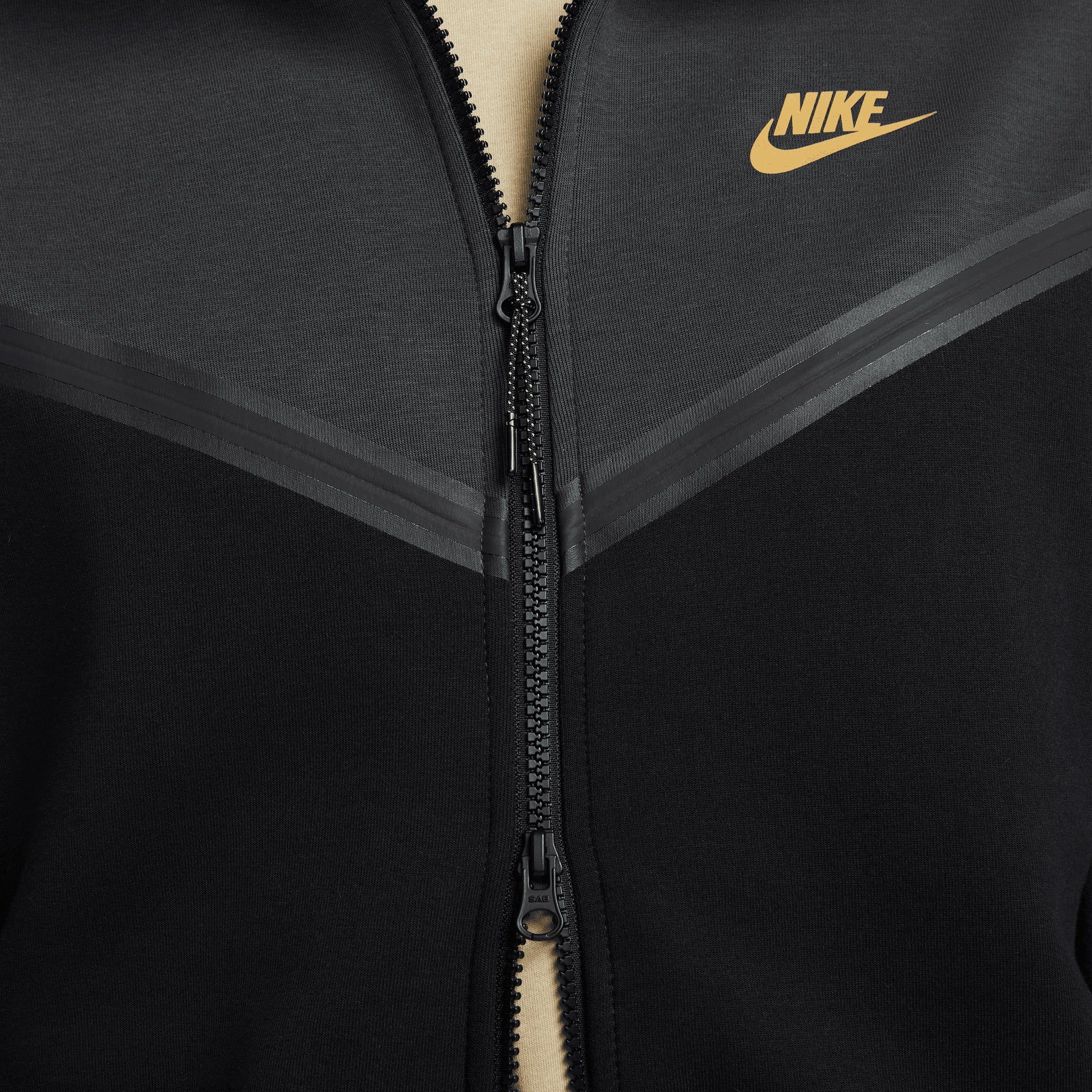 Nike Sportswear Tech Fleece Taped Full Zip Hoodie Dark Smoke Grey / Black - Metallic Gold sold by JD Sports product image thumbnail 3