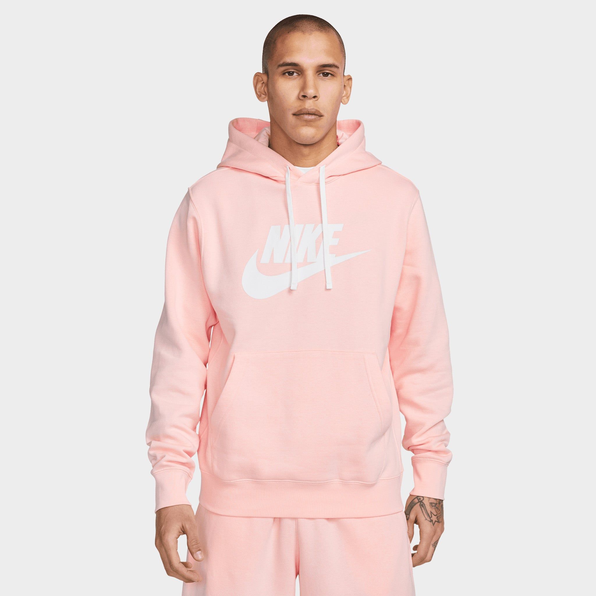 Nike Sportswear Club Fleece Pullover Hoodie Pink Bloom / White - White sold by JD Sports