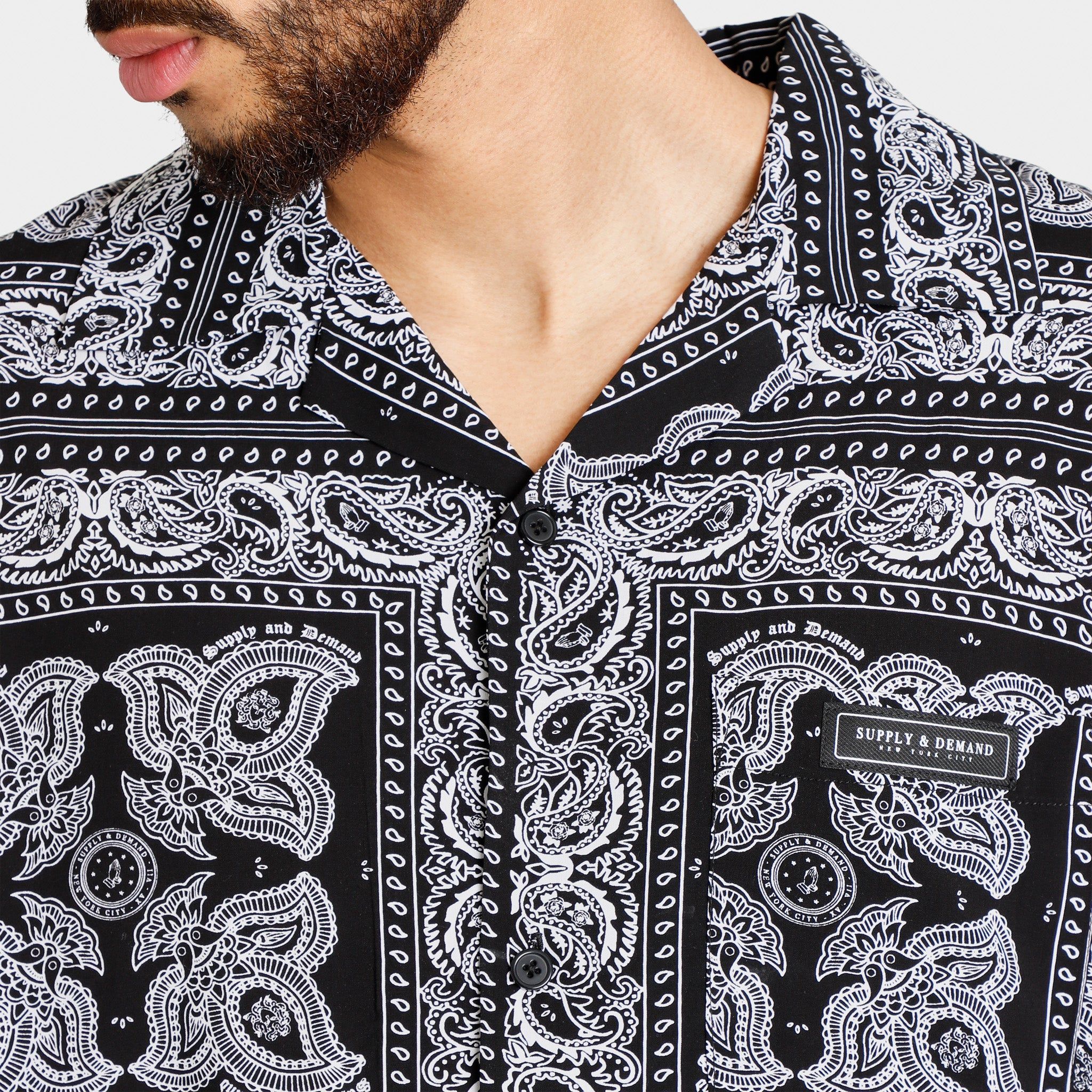 Supply & Demand Paisley Riviera Shirt Black / Grey sold by JD Sports product image thumbnail 4