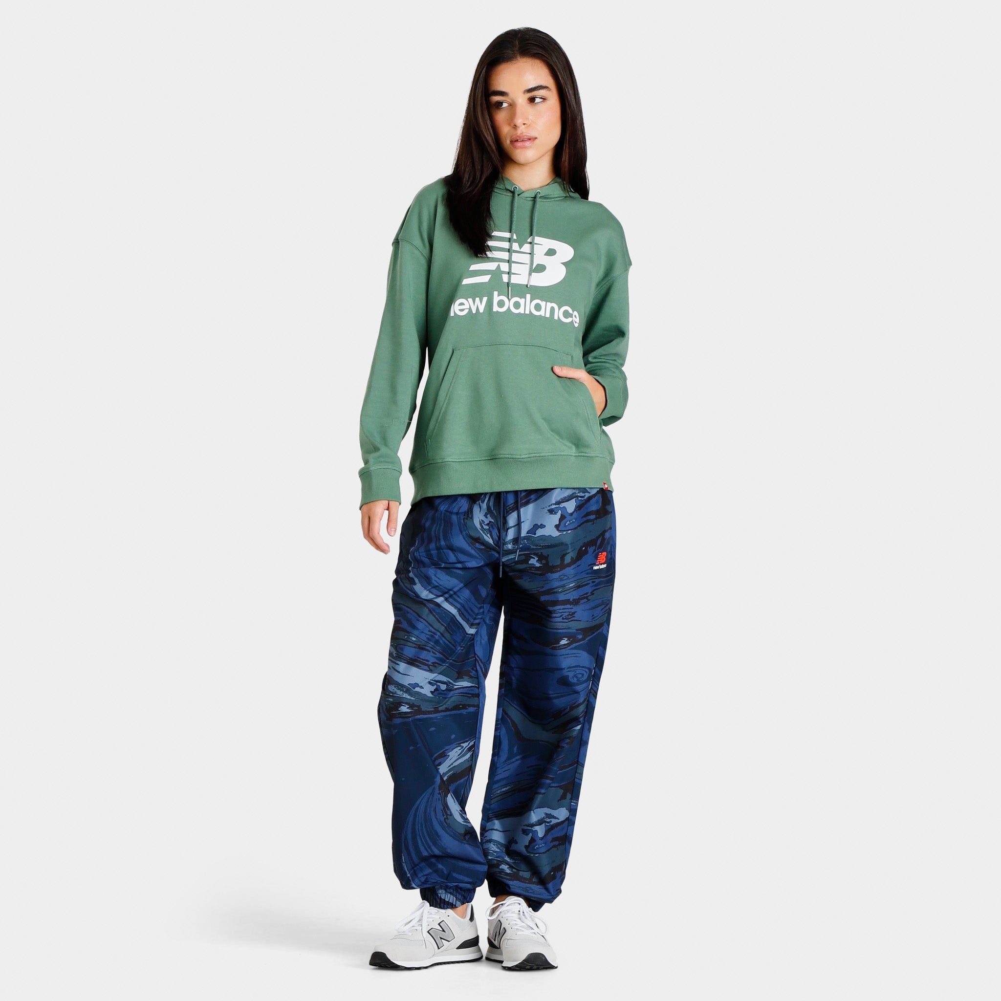 New Balance Women’s Essentials Stacked Logo Oversized Pullover Hoodie / Jade sold by JD Sports product image thumbnail 5