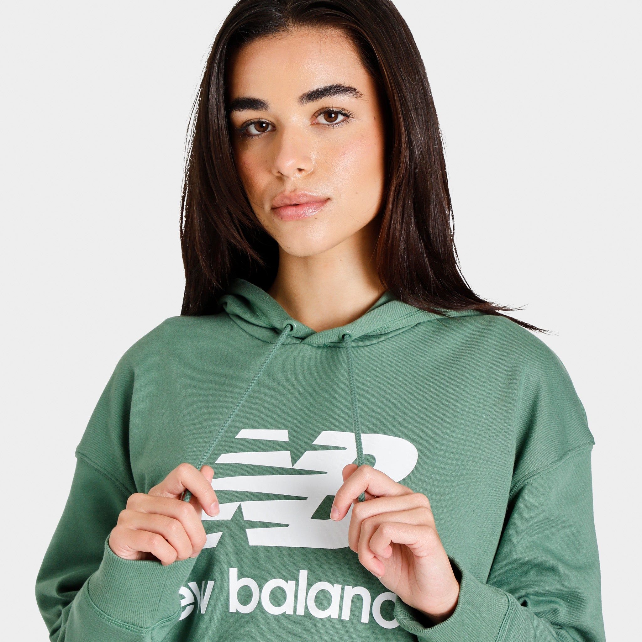 New Balance Women’s Essentials Stacked Logo Oversized Pullover Hoodie / Jade sold by JD Sports product image thumbnail 3