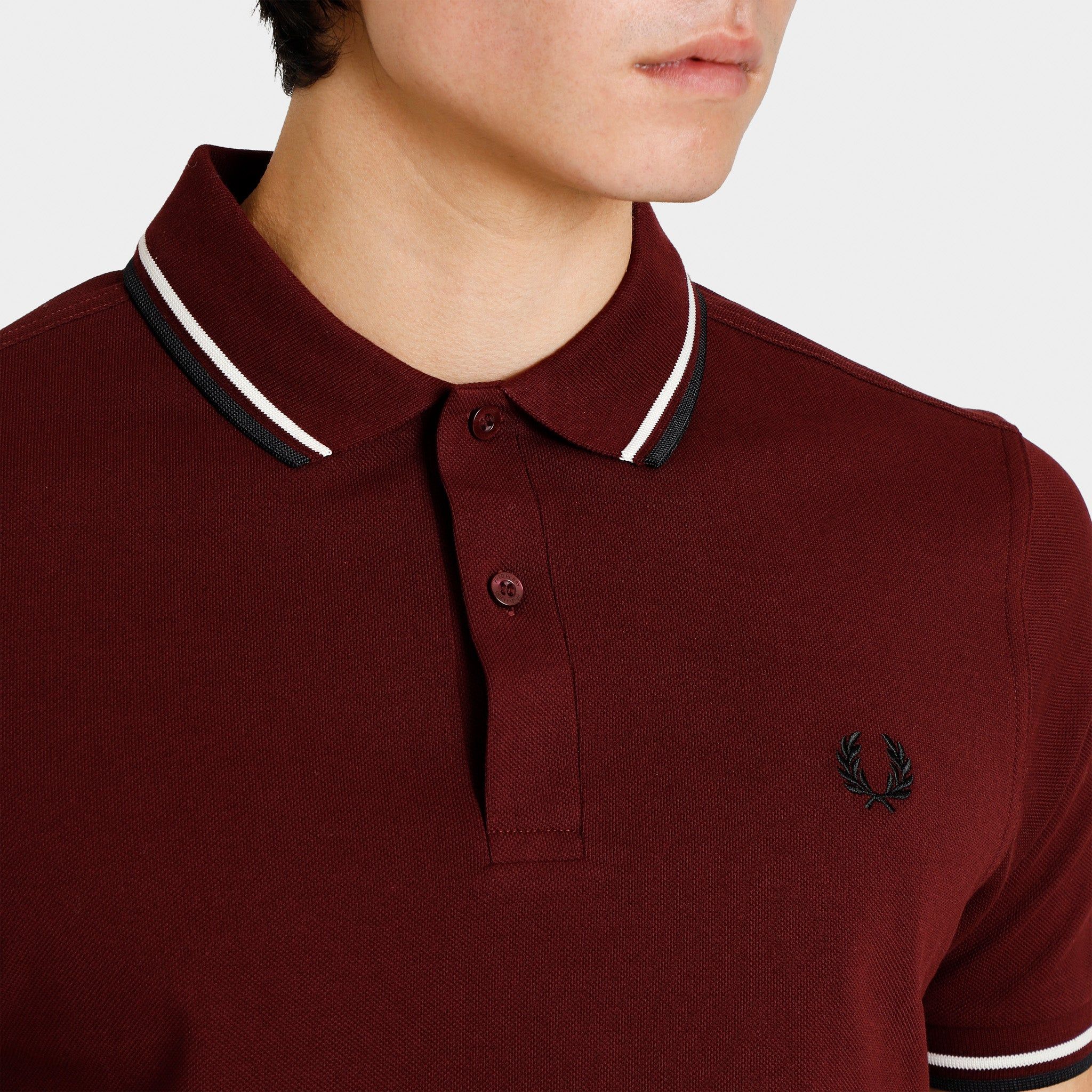 Fred Perry Twin Tipped Polo T-shirt Oxblood / Ecru - Black sold by JD Sports product image thumbnail 4