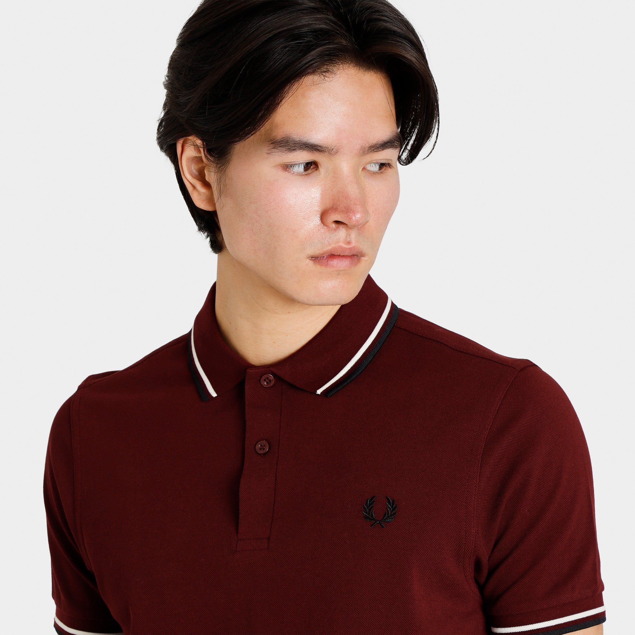 Fred Perry Twin Tipped Polo T-shirt Oxblood / Ecru - Black sold by JD Sports product image thumbnail 3
