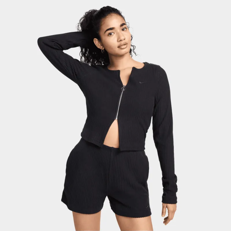 Nike Sportswear Women's Ribbed Full-Zip Cardigan Black / Black sold by JD Sports