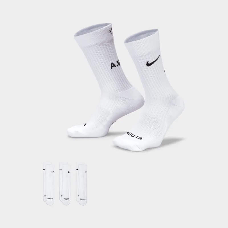 Nike NOCTA Crew Socks (3 Pack) / White sold by JD Sports