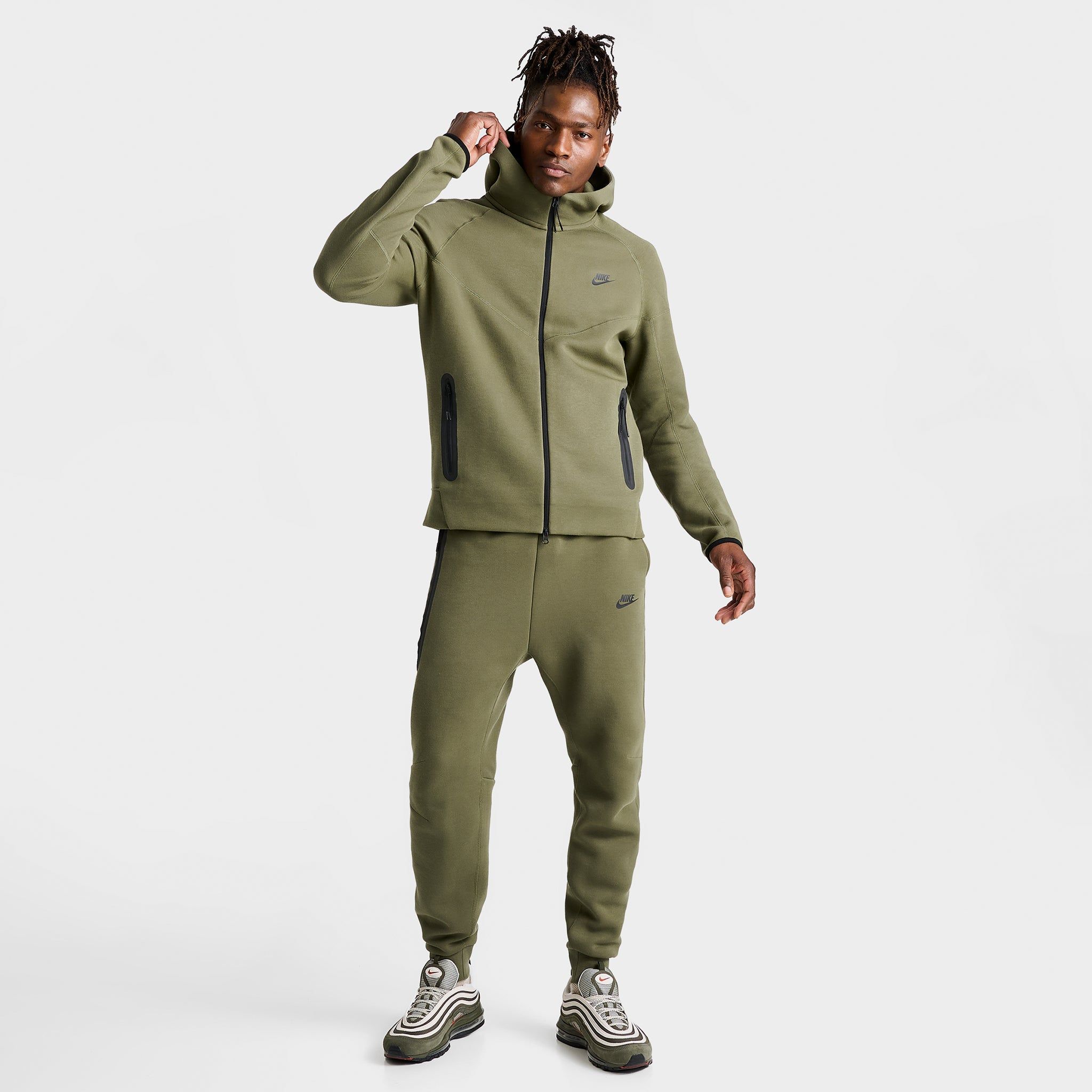 Nike Sportswear Tech Fleece Windrunner Full Zip Hoodie Medium Olive / Black sold by JD Sports product image thumbnail 5