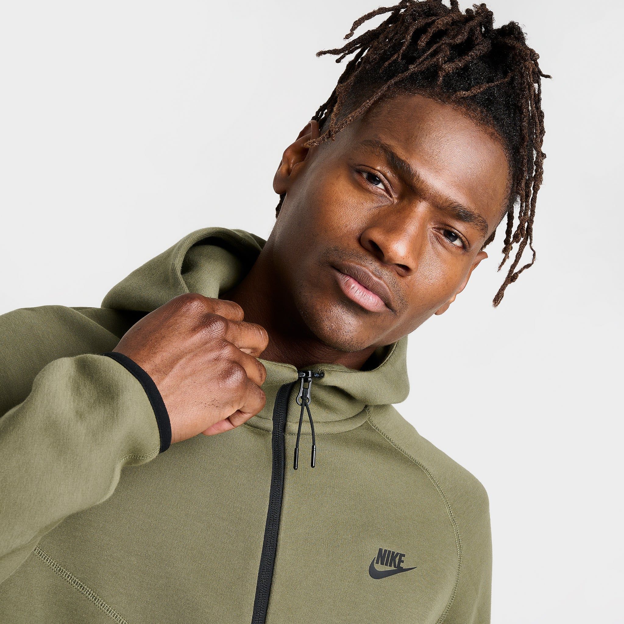 Nike Sportswear Tech Fleece Windrunner Full Zip Hoodie Medium Olive / Black sold by JD Sports product image thumbnail 2