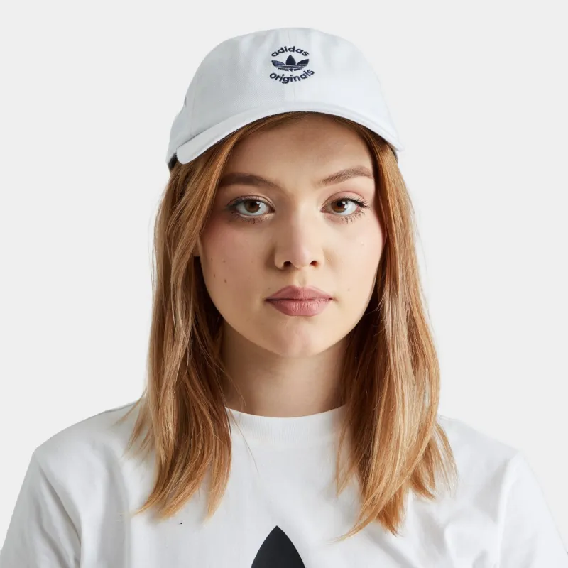 Adidas Women's Relaxed Trefoil Strapback Hat White/Shadow Navy sold by JD Sports