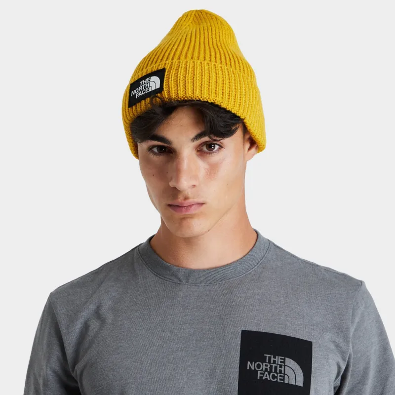 The North Face TNF Logo Box Cuffed Beanie / Arrowwood Yellow sold by JD Sports