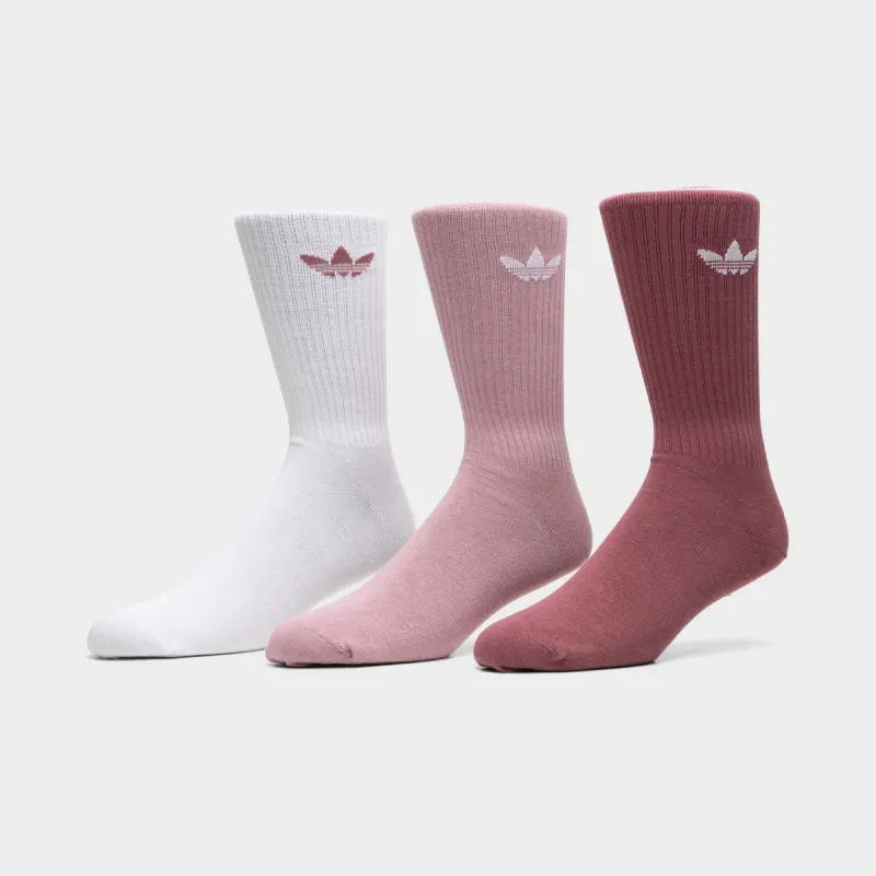 adidas Originals Women's Solid Crew Sock White / Magic Mauve - Quick Crimson sold by JD Sports