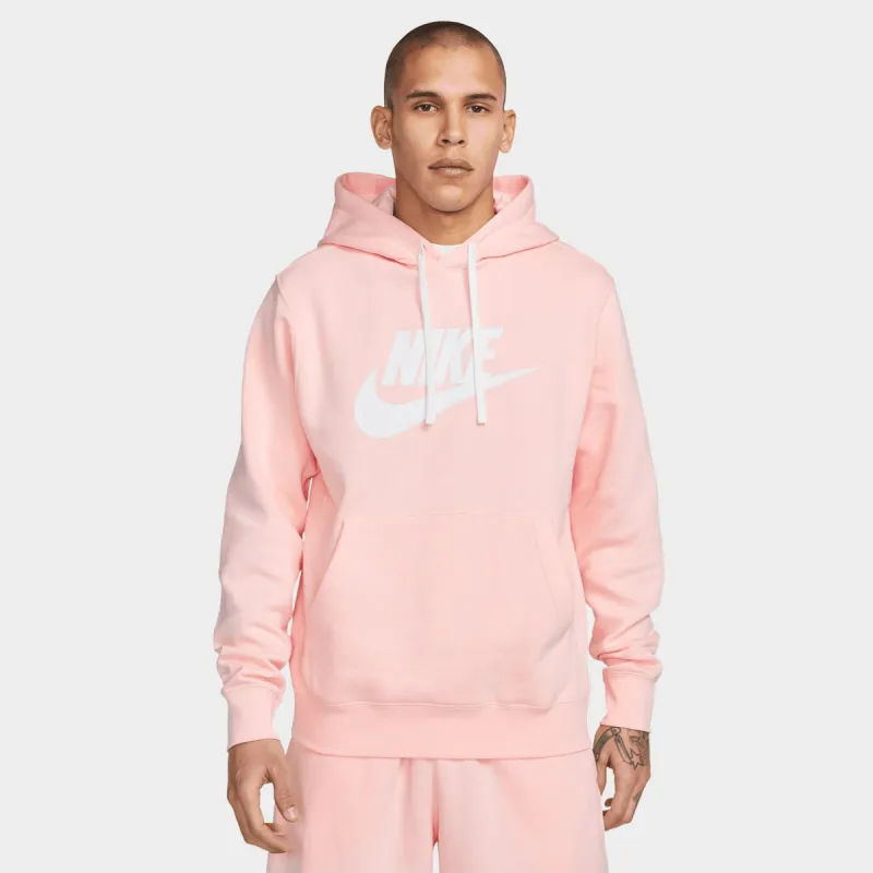 Nike Sportswear Club Fleece Pullover Hoodie Pink Bloom / White - White sold by JD Sports
