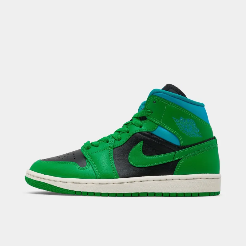 Jordan Women's 1 Mid Black / Lucky Green - Aquatone sold by JD Sports