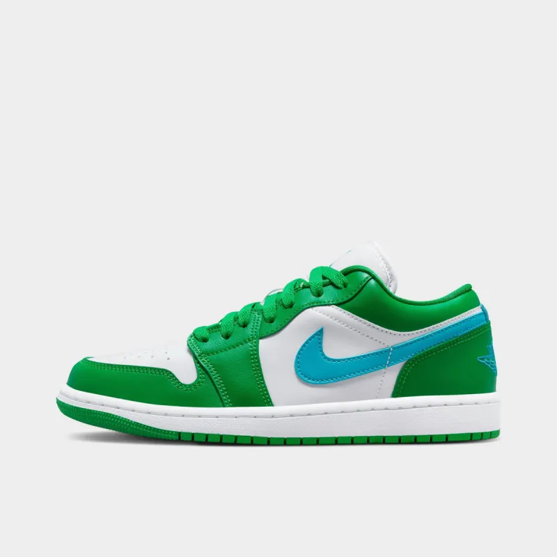 Jordan Women's 1 Low Lucky Green / Aquatone - White sold by JD Sports