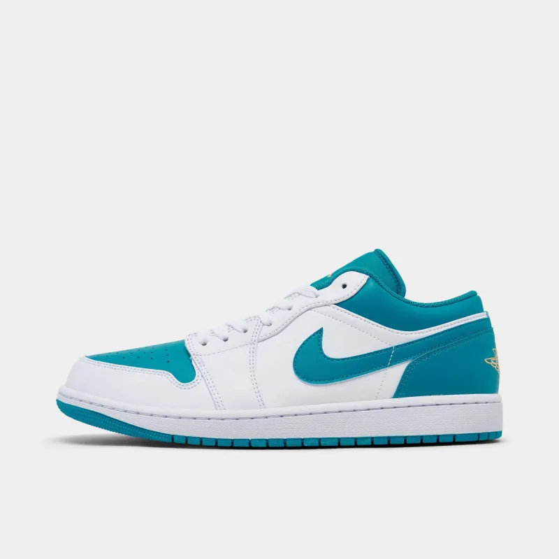Jordan 1 Low White / Aquatone - Celestial Gold sold by JD Sports