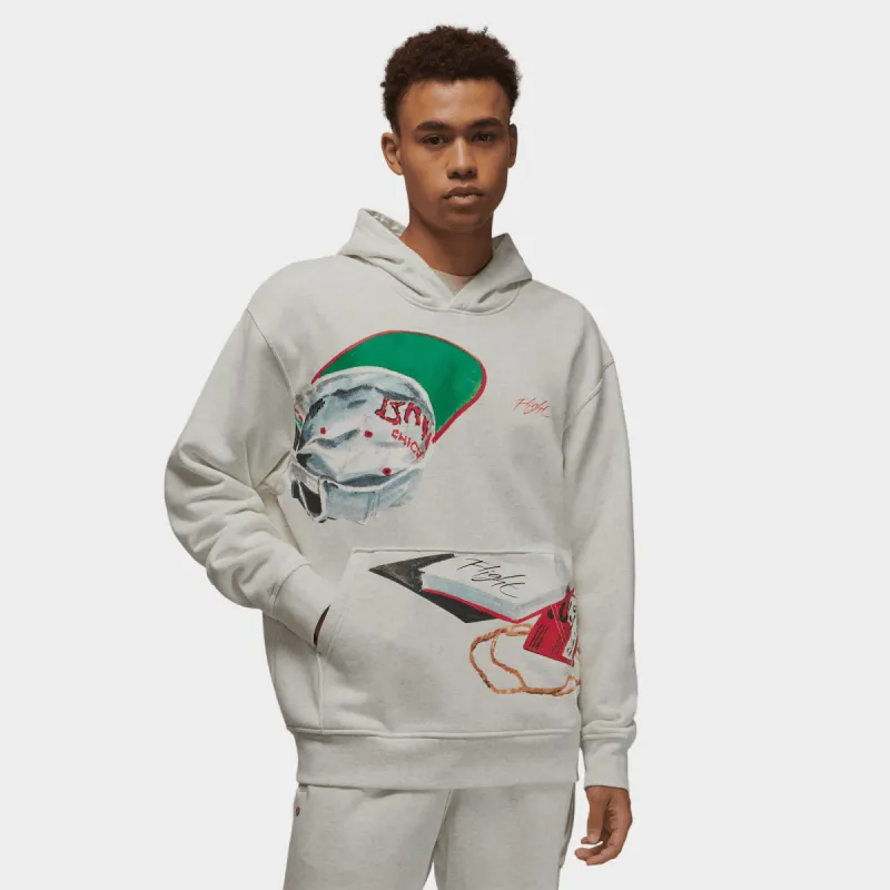 Jordan Artist Series by Jacob Rochester Pullover Hoodie Oatmeal Heather / Sail - University Red made by JD Sports