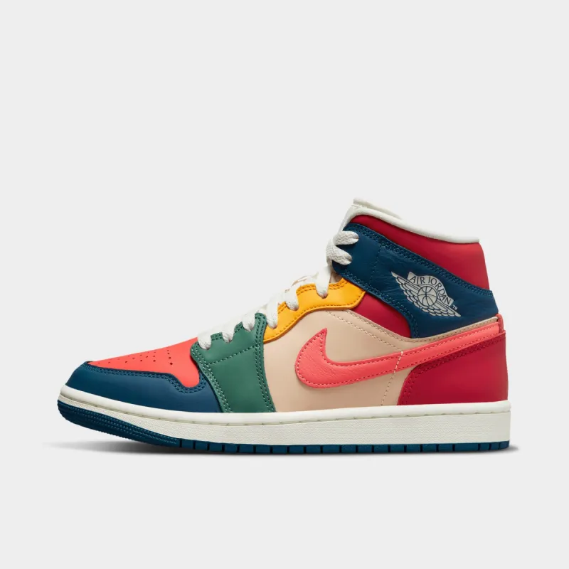Jordan Women's 1 Mid SE French Blue / Magic Ember - Fire Red sold by JD Sports