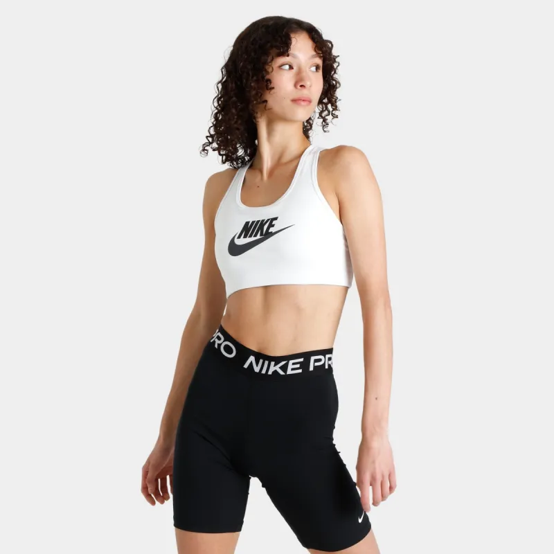 Nike Women's Dri-FIT Swoosh Medium-Support Sports Bra White / Black - Dark Smoke Grey sold by JD Sports