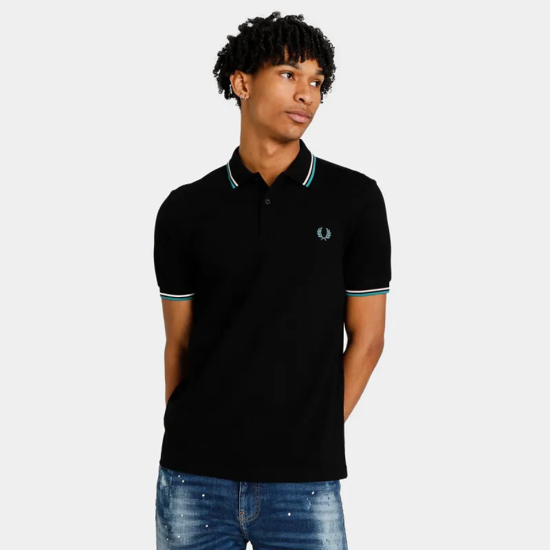 Fred Perry Twin Tipped Polo T-shirt Black / Silky Peach - Deep Mint sold by JD Sports