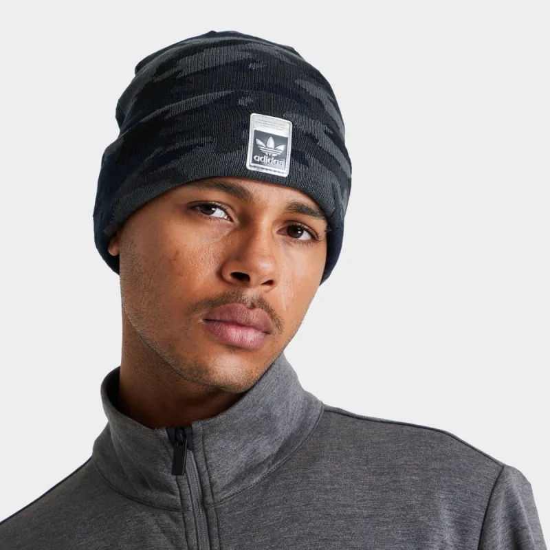 adidas Originals Camo Knit-Cuff Beanie Grey Six / Black - Legend Ink sold by JD Sports