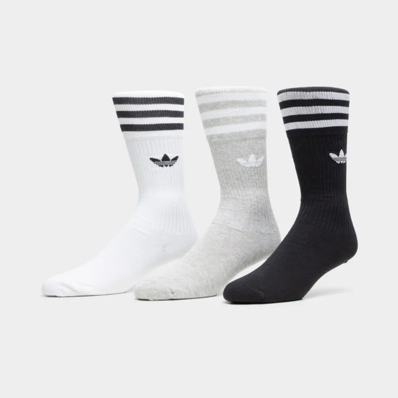 adidas Solid Crew Socks Black / White - Grey sold by JD Sports