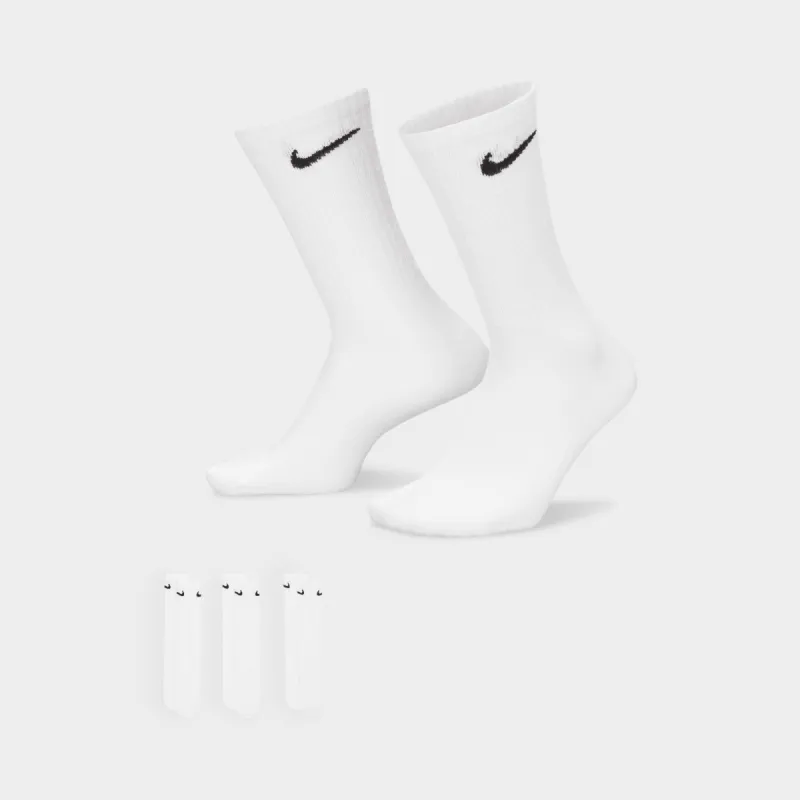Nike Everyday Lightweight Crew Socks (3 Pack) White / Black sold by JD Sports