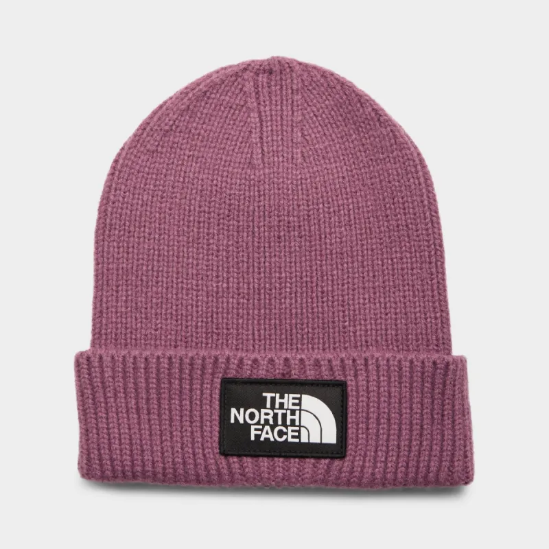 The North Face TNF Logo Box Cuffed Beanie / Pikes Purple sold by JD Sports