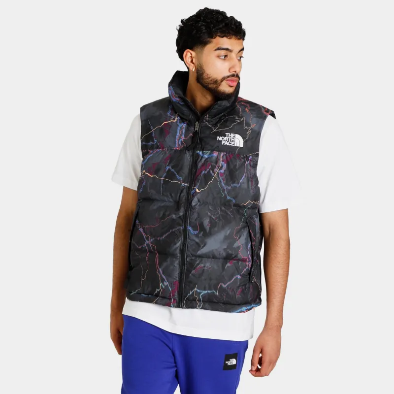 The North Face 1996 Retro Nuptse Vest / TNF Black Trail Glow Print sold by JD Sports