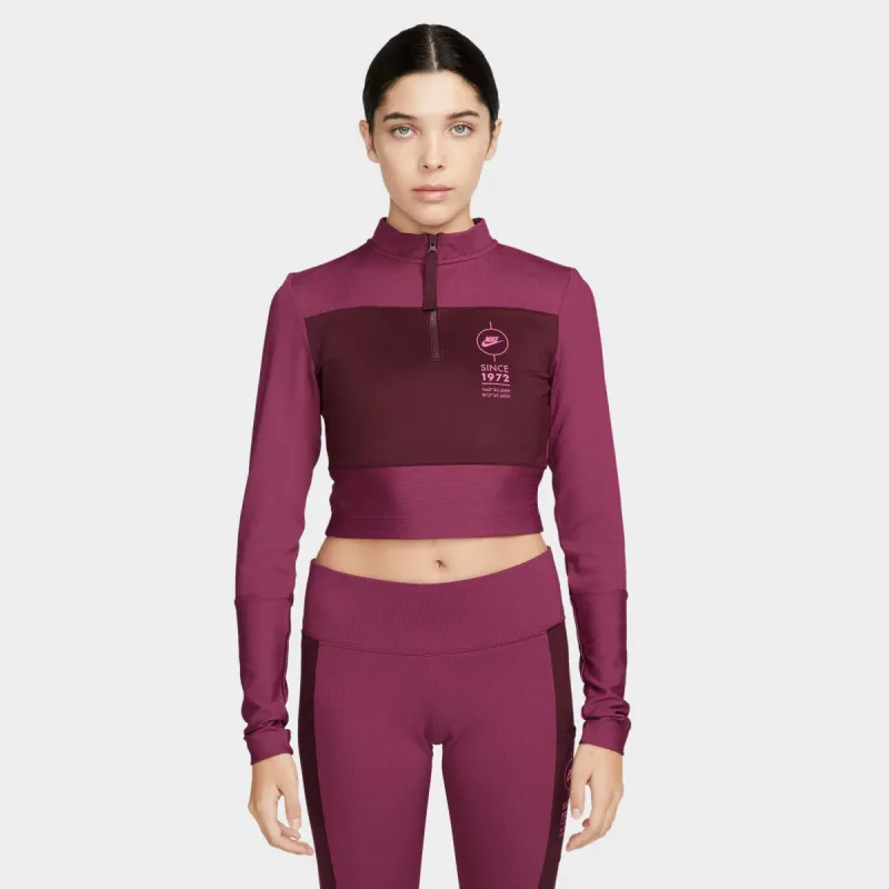 Nike Sportswear Women's Ribbed Long-Sleeve Sports Utility Top Rosewood / Night Maroon sold by JD Sports