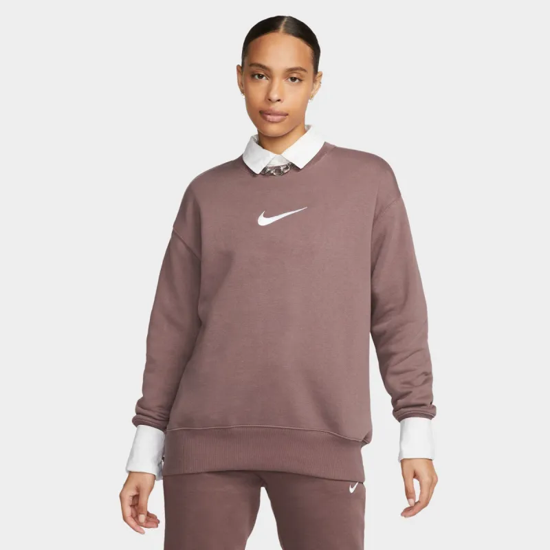 Nike Sportswear Women's Oversized Fleece Sweatshirt Plum Eclipse / White sold by JD Sports
