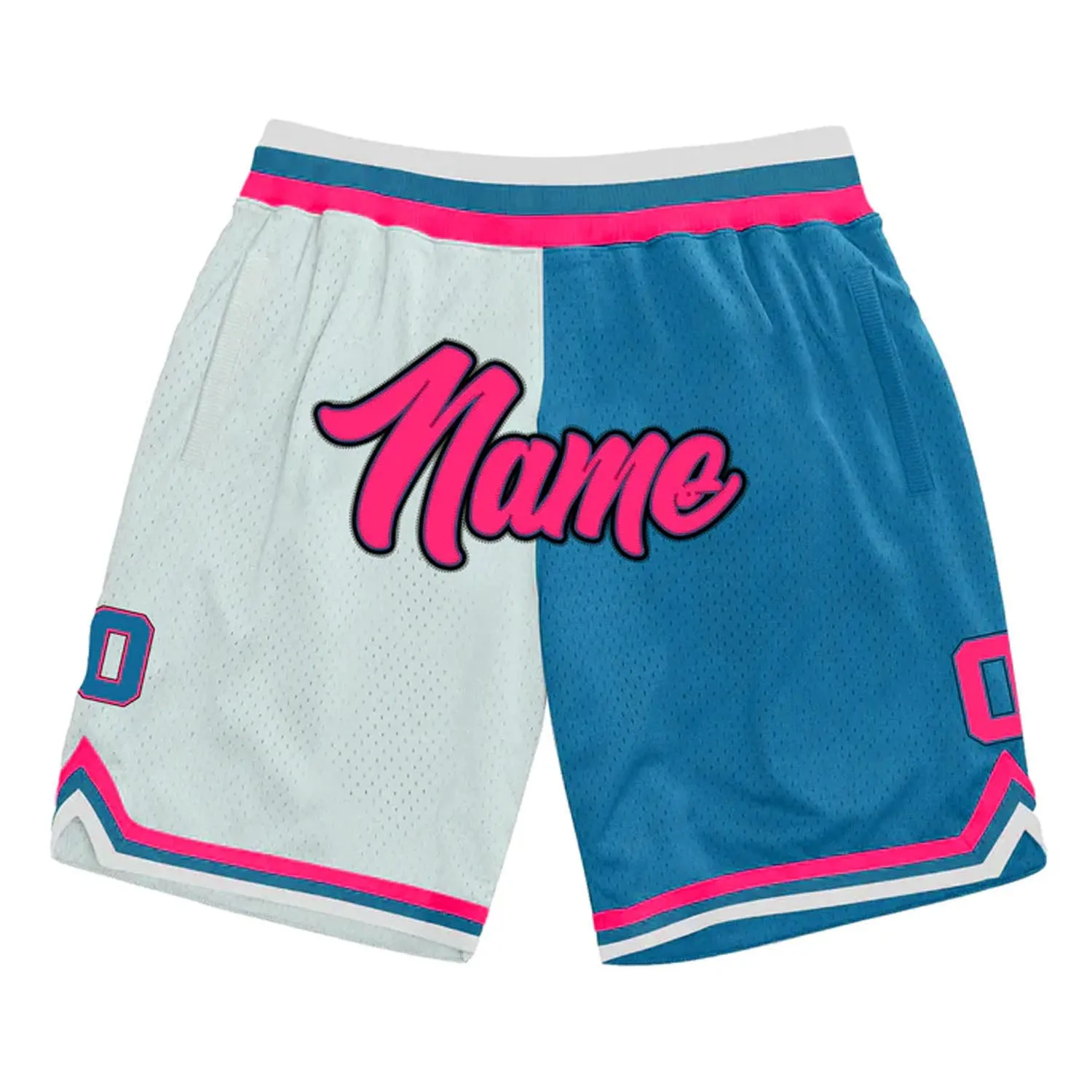 Pink Blue-White Custom Basketball Shorts sold by Jersey House