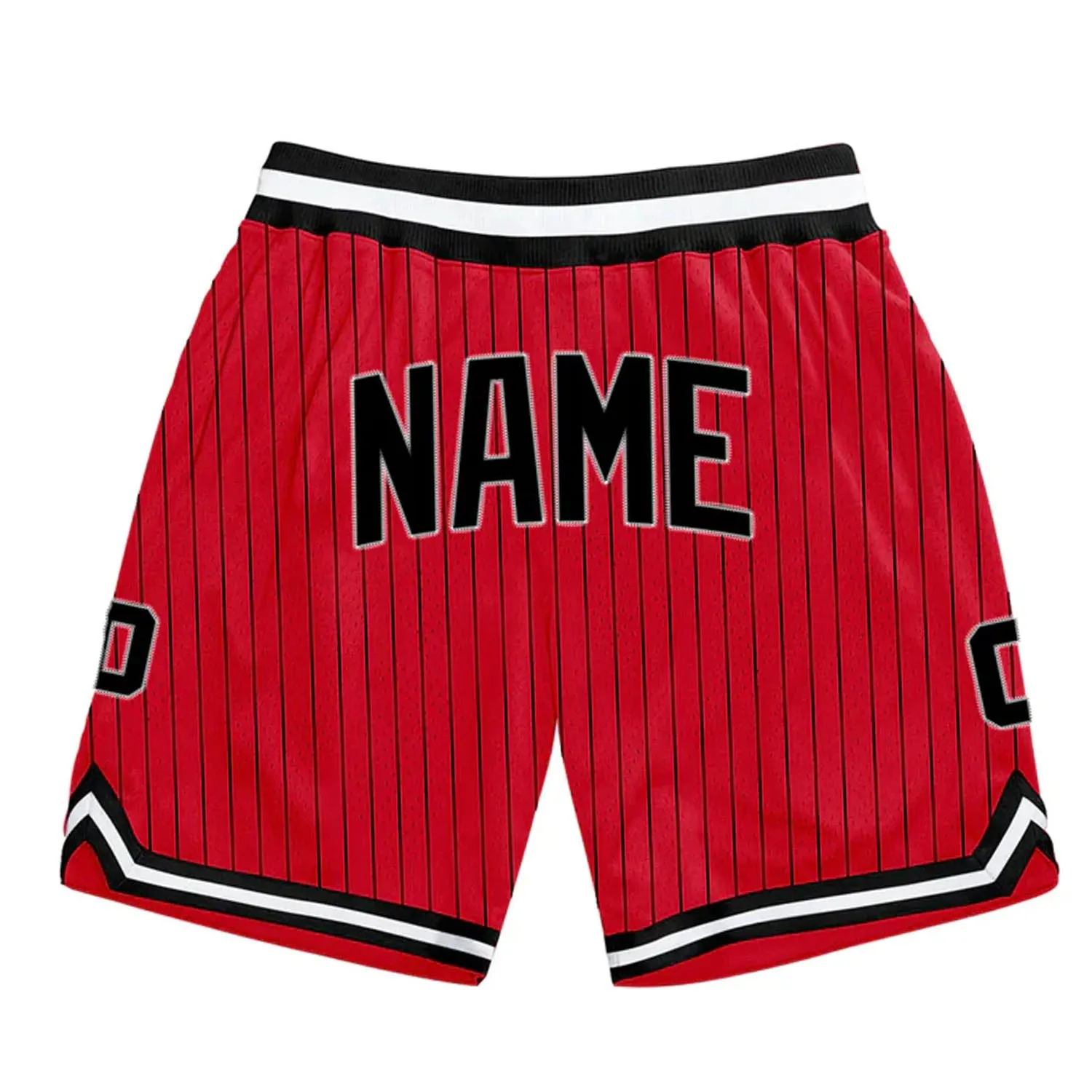 Red-Black Pinstripe Custom Basketball Shorts sold by Jersey House